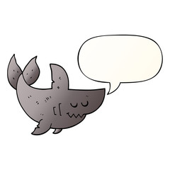 cartoon shark and speech bubble in smooth gradient style