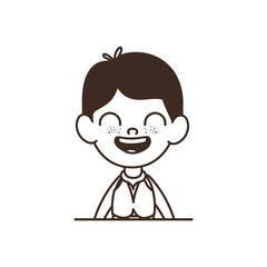 silhouette of student boy smiling on white background