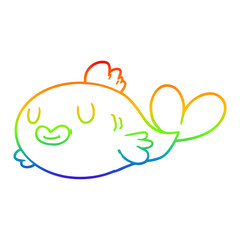rainbow gradient line drawing happy cartoon fish