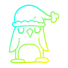 cold gradient line drawing cartoon christmas penguin