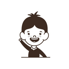 silhouette of student boy smiling on white background