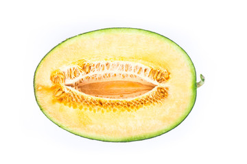 Slices of melon isolated on white background