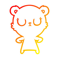 Fototapeta premium warm gradient line drawing peaceful cartoon bear cub