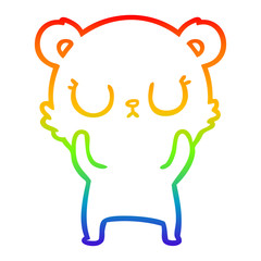 rainbow gradient line drawing peaceful cartoon bear