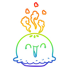 rainbow gradient line drawing cartoon happy pie