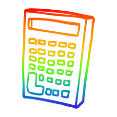 rainbow gradient line drawing cartoon calculator