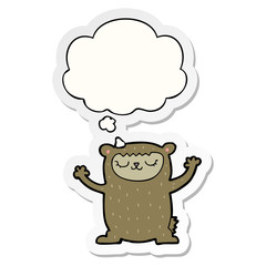 cute cartoon bear and thought bubble as a printed sticker