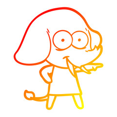 warm gradient line drawing happy cartoon elephant