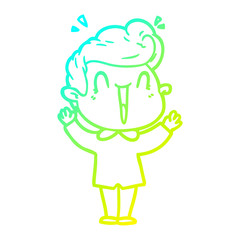 cold gradient line drawing cartoon excited man