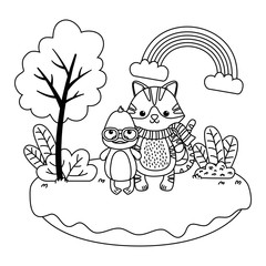 Duck and cat cartoon design