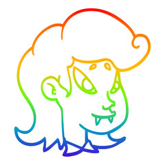rainbow gradient line drawing cartoon vampire head