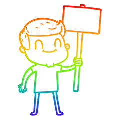 rainbow gradient line drawing cartoon friendly man