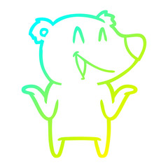 cold gradient line drawing laughing bear cartoon