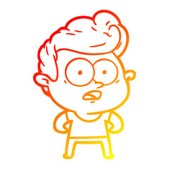 warm gradient line drawing cartoon staring man