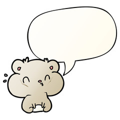 cartoon hamster and full cheek pouches and speech bubble in smooth gradient style