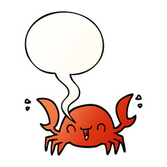 cartoon crab and speech bubble in smooth gradient style