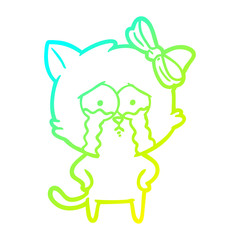 cold gradient line drawing cartoon cat