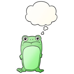 cartoon staring frog and thought bubble in smooth gradient style