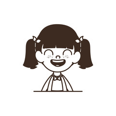 silhouette of student girl smiling on white background