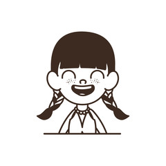 silhouette of student girl smiling on white background