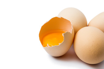 Chicken eggs isolated on background