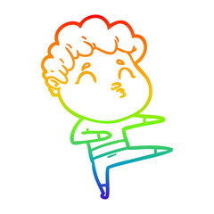 rainbow gradient line drawing cartoon man pouting
