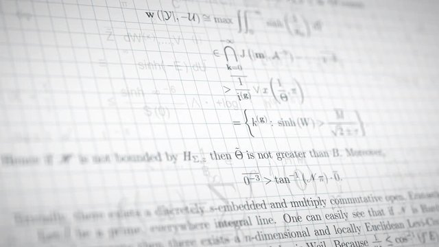 fictional math research paper with formulas, vertical scrolling