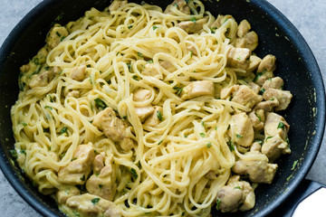 Rice Noodle with Curry Sauce Chicken in Pan Ready to Eat.