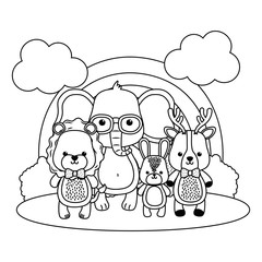 Lion elephant rabbit and reindeer design
