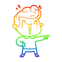 rainbow gradient line drawing cartoon excited man