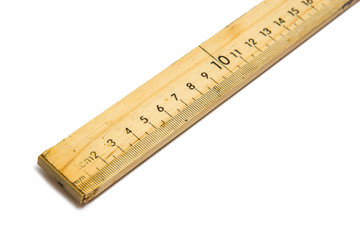 Wooden ruler isolated on white