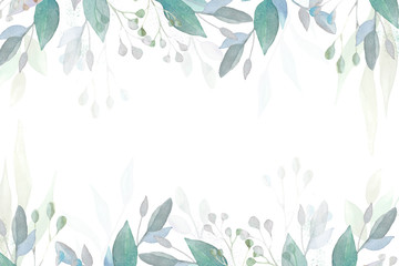 Herbal banner. Watercolor leaves and branches. Design for invitations and postcards