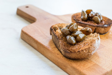 Fototapeta na wymiar Pistachio Jam on Toast Bread / Marmalade Ready to Eat.