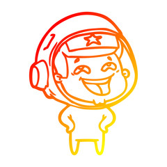 warm gradient line drawing cartoon laughing astronaut