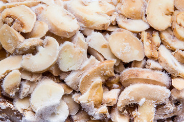 Frozen mushrooms isolated on white