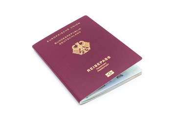 German passport isolated on white background.