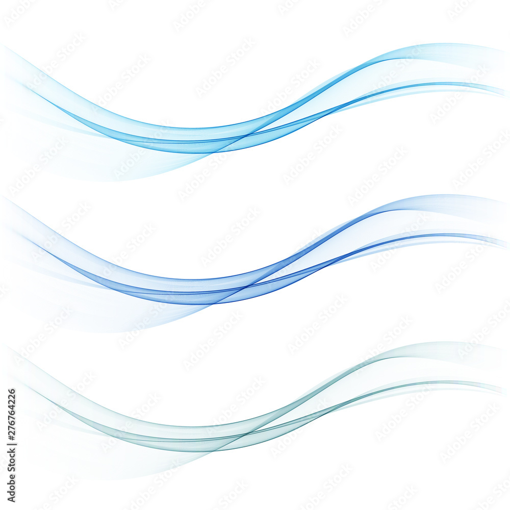 Aufkleber set abstract color smoke wave. transparent smooth vector lines.