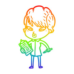 rainbow gradient line drawing cartoon woman