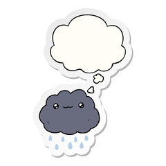 cartoon cloud and thought bubble as a printed sticker