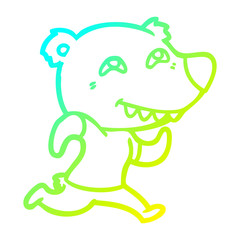 cold gradient line drawing cartoon bear running