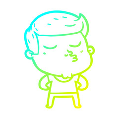 cold gradient line drawing cartoon model guy pouting