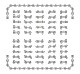 Gray Roller Chain That Used on Bicycles and Motorcycles. Seamless Shapes for Pattern