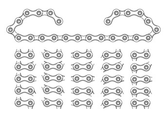 Roller Chain That Used on Bicycles and Motorcycles. Outline Style. Seamless Shapes for Pattern