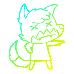 cold gradient line drawing cartoon dead fox