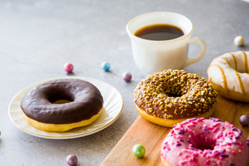 Composition of delicious and beautiful donuts