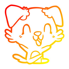 warm gradient line drawing laughing cartoon dog