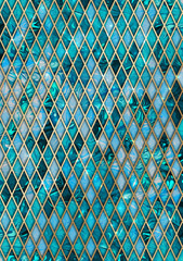 Turquoise Sparkle Faux Gold Rhomb Pattern Background