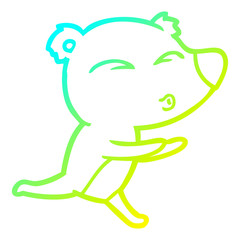 cold gradient line drawing cartoon running bear