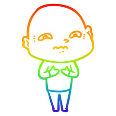 rainbow gradient line drawing cartoon nervous man