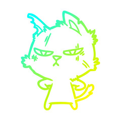 cold gradient line drawing tough cartoon cat